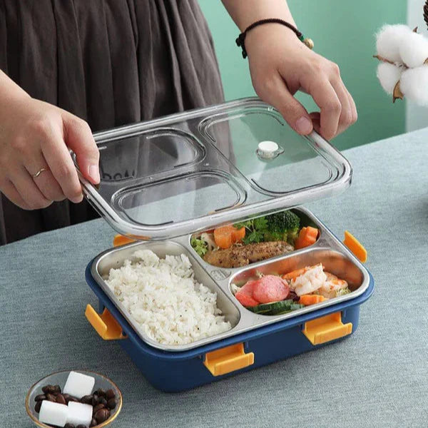 3 Compartment Stainless Steel Insulated Lunch Box