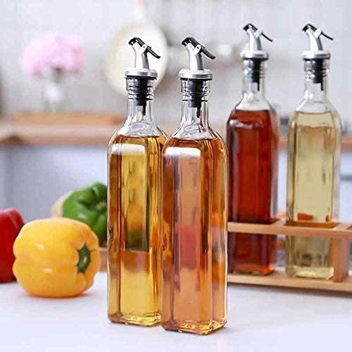 Oil Dispenser Bottle – 500ml Glass Cooking Oil and Vinegar Cruet No Drip with Stainless Steel Funnel