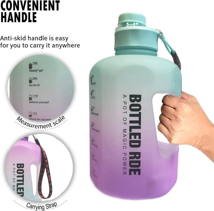 Large Half Gallon Water Bottle/2.2 Litters Motivational Bottles with Time Marker, Leakproof Bpa Free Big Bottle to Remind You Drink More Water, Hydrate in Style