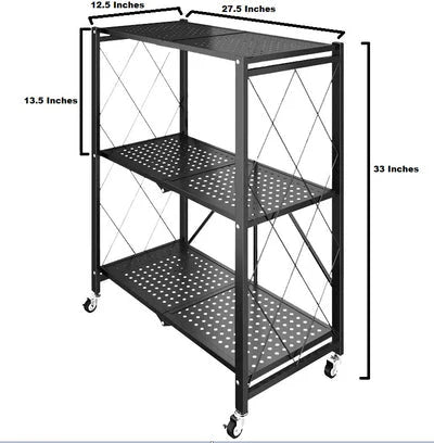 Foldable Kitchen Trolley 3-Layer