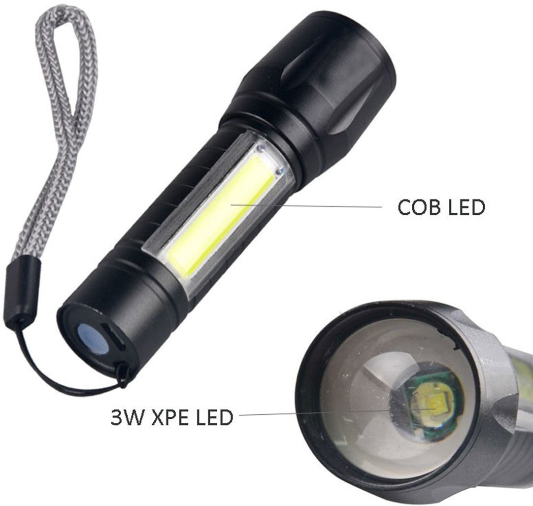 Power Style Zoomable LED Torch Flashlight Waterproof – 4 in 1 adjustable Light