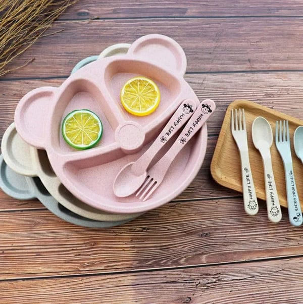 5 Pcs Bear Plate Set With Spoon