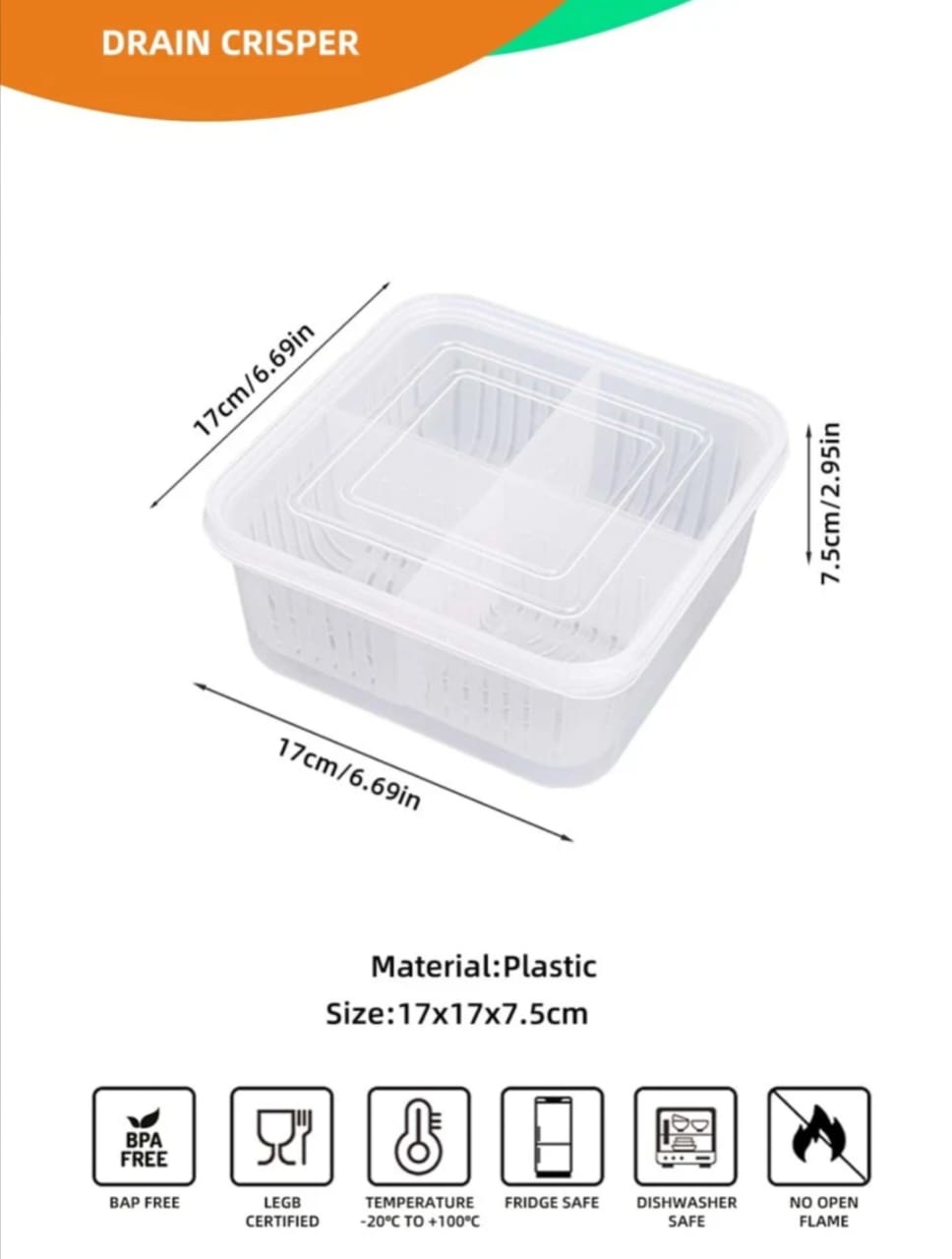 1pc PP Food Storage Box, Minimalist Fresh-keeping Food Storage Box For Kitchen