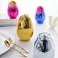 Food Grade Mood Egg Shape Holder Luxury Cutlery Set 6pcs Stainless Steel Egg Cutlery