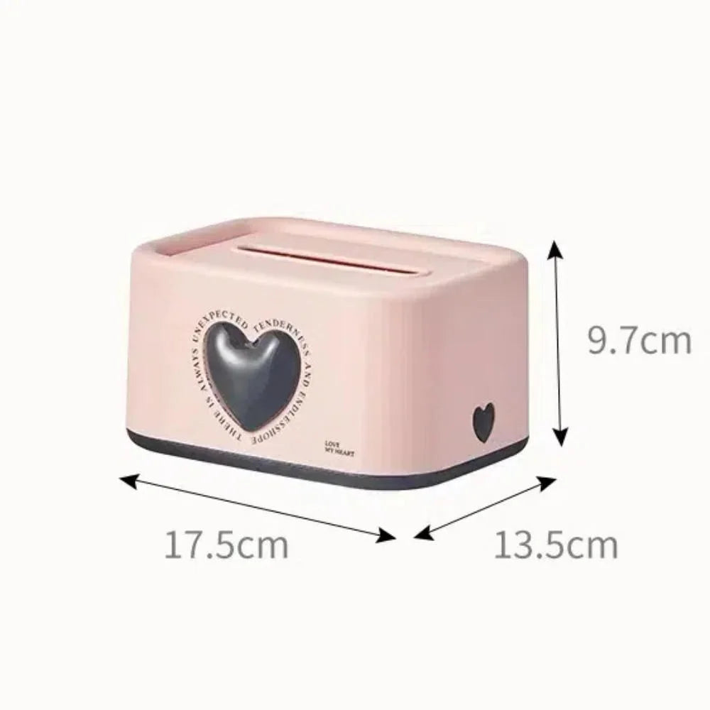 1pc INS Heart-shaped Tissue Box Living Room And Bedroom Decoration Creative Desktop Tissue Storage Box Spring Drawstring Box