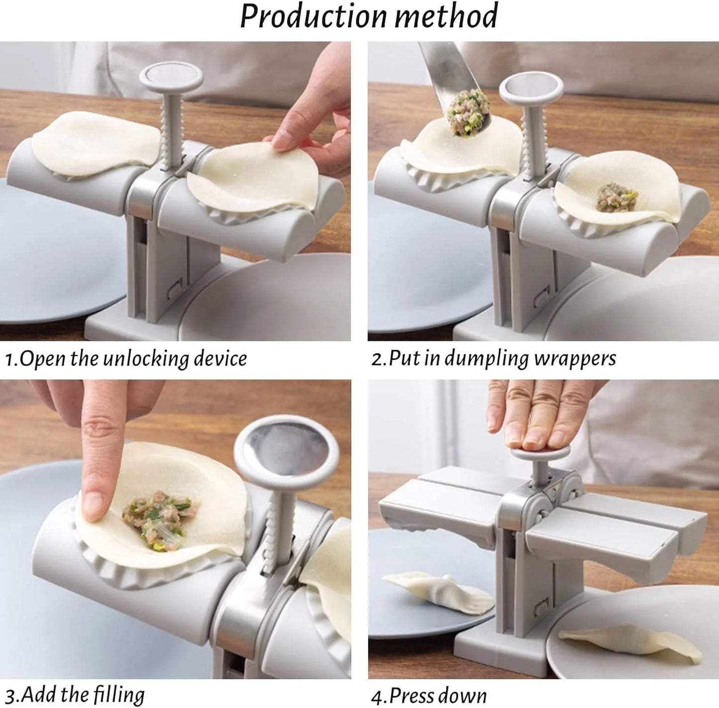 Double Head Dumpling Maker, Press Dumpling Mold, Automatic Dumpling Maker Mold, Two at Once Dumpling Wrap, Creative Momo Maker Machine, Stainless Steel Multifunction Dumpling Maker, Kitchen Dough Maker Gadget