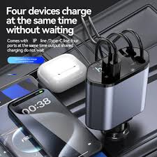 4 in 1 Retractable Car Phone Charger