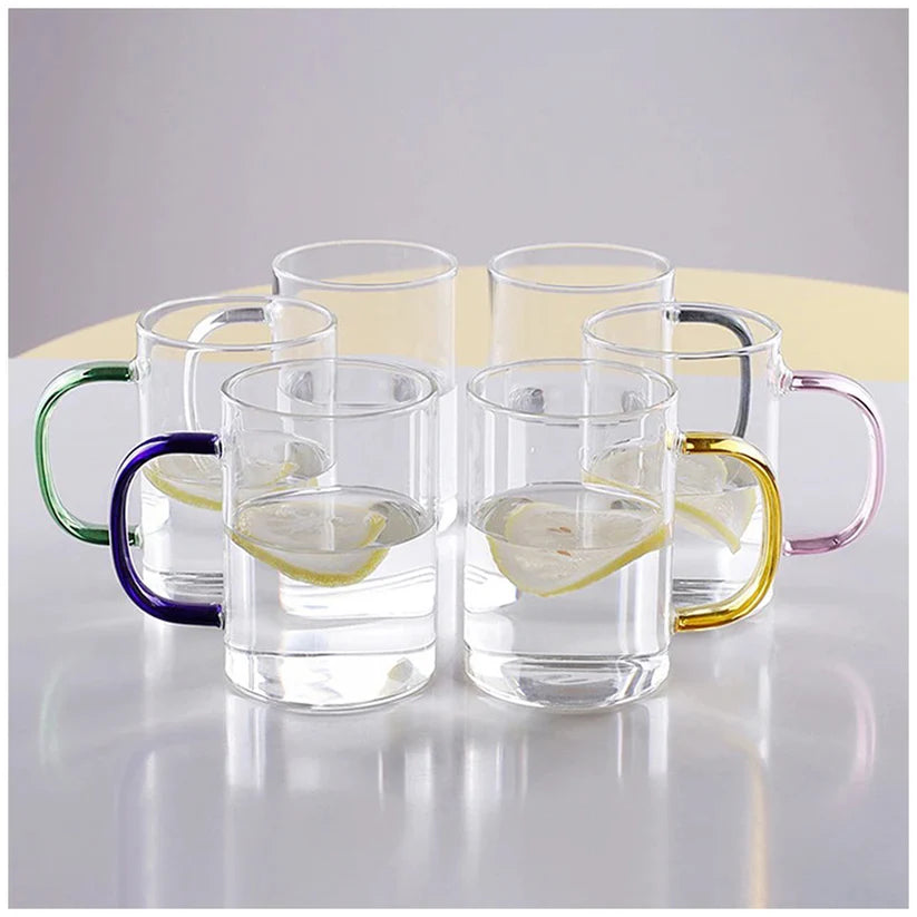 6 Pcs Multi Handle Glass Cups (330ml)