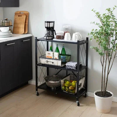 Foldable Kitchen Trolley 3-Layer