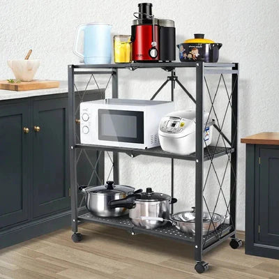 Foldable Kitchen Trolley 3-Layer