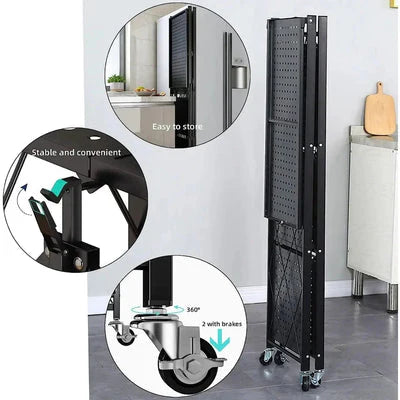 Foldable Kitchen Trolley 3-Layer