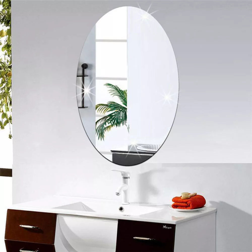 OVAL SHAPE MIRROR WALL STICKER (Pack of 2)