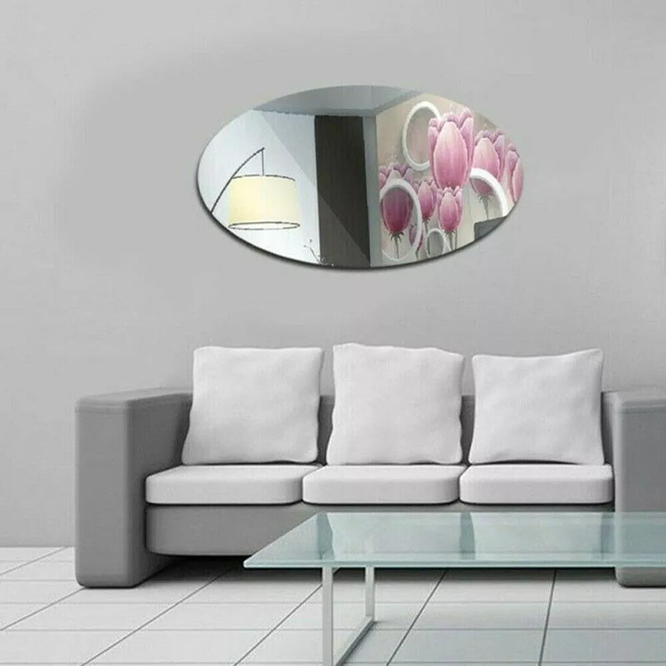 OVAL SHAPE MIRROR WALL STICKER (Pack of 2)