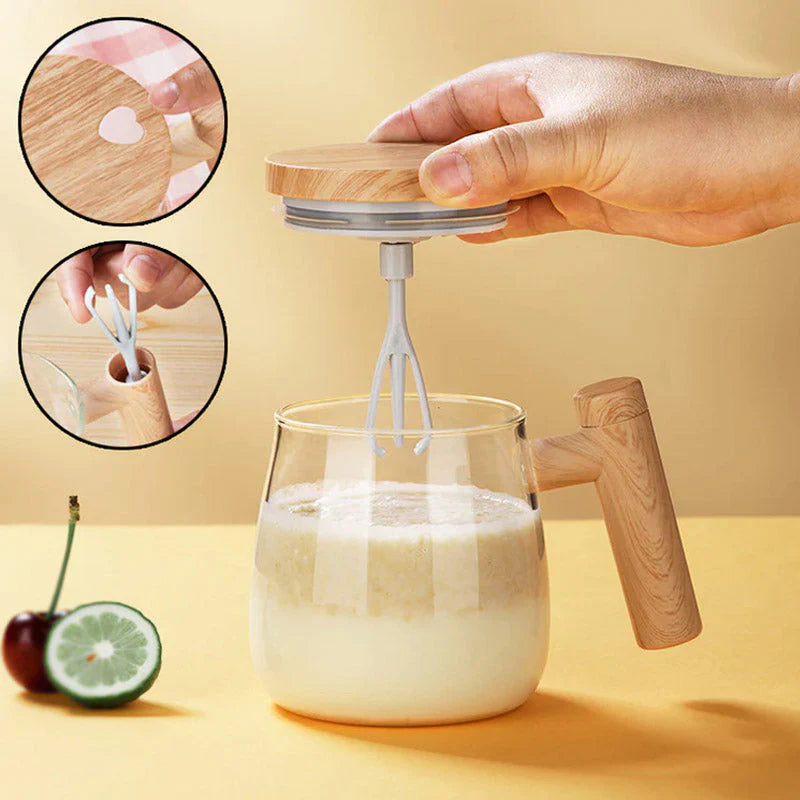 Self-Stirring Glass Cup