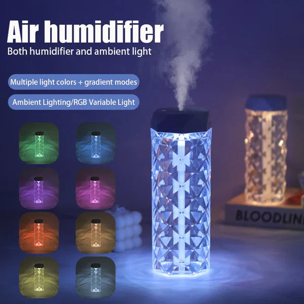 Crystal Lamp Humidifier with 7 Colors Touch Control