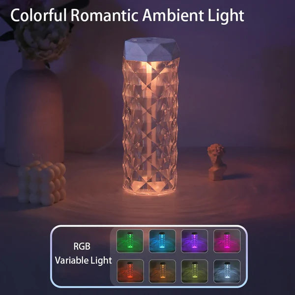 Crystal Lamp Humidifier with 7 Colors Touch Control