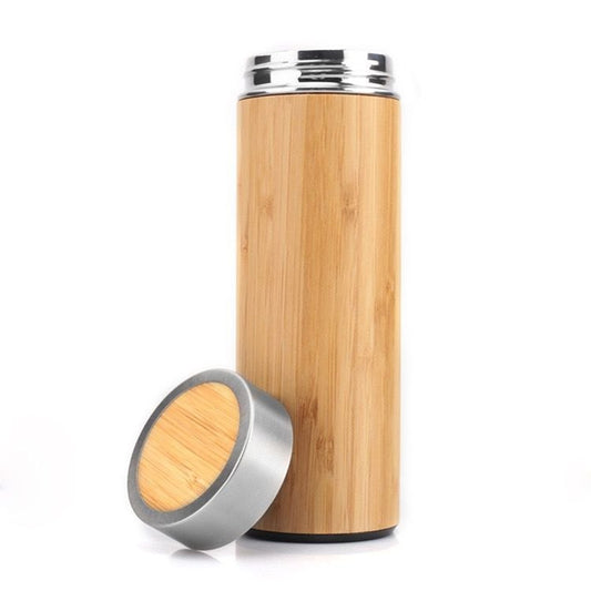 550 ML Double Wall Bamboo Glass Water Bottle